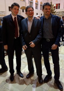 Lorenz Fischer, Cosmin Basca, and Philip Stutz at their graduation event.