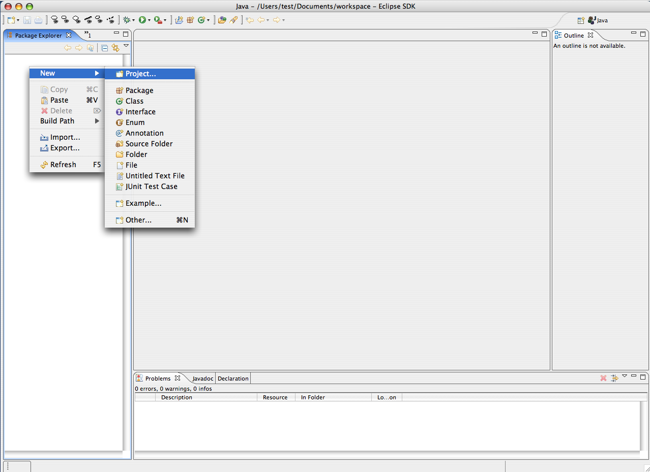Screenshot how to create a new project.